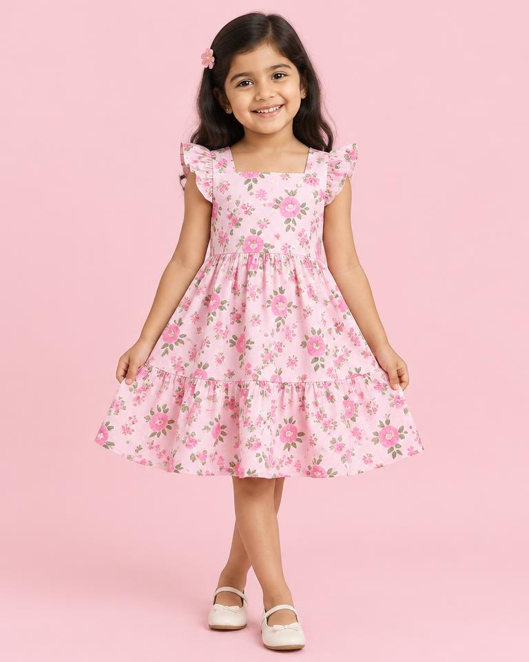 Floral Tiered Cotton Frock