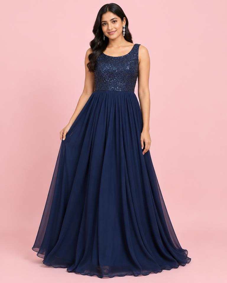 Sequin Bodice Party Gown