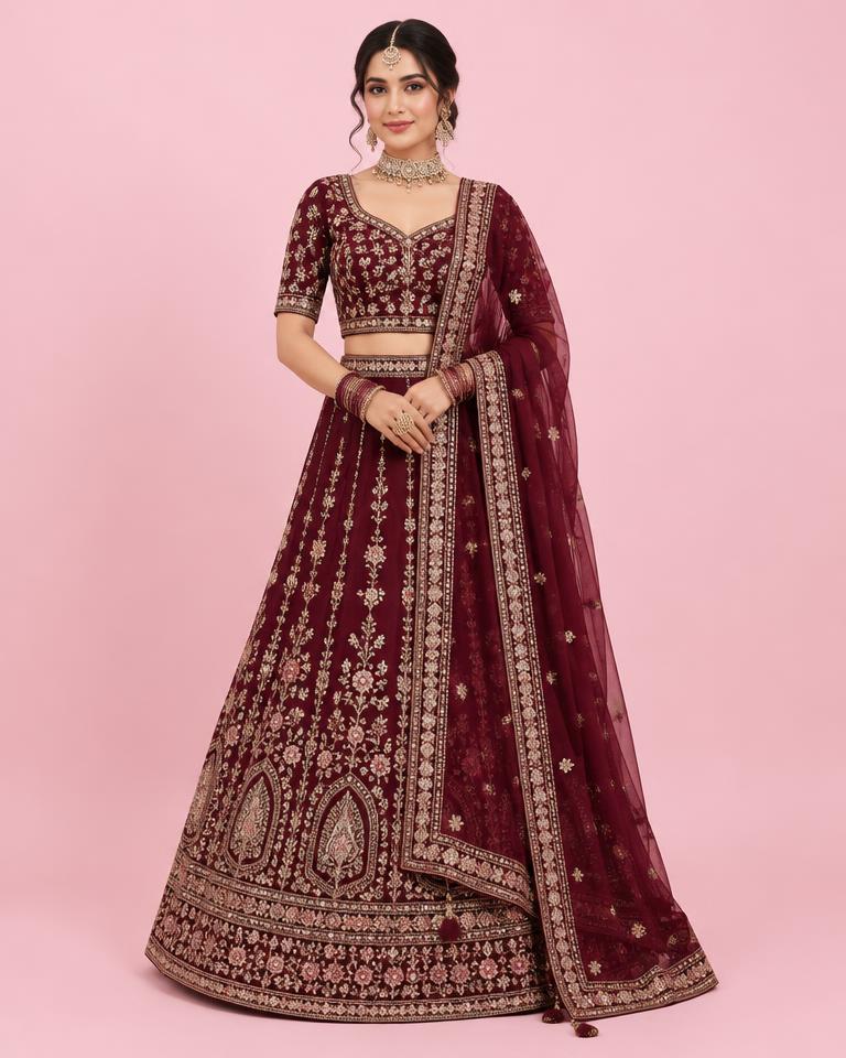 Bridal Embroidered Lehenga Set