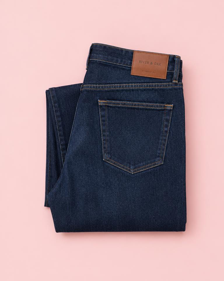 Straight Fit Dark Denim Jeans