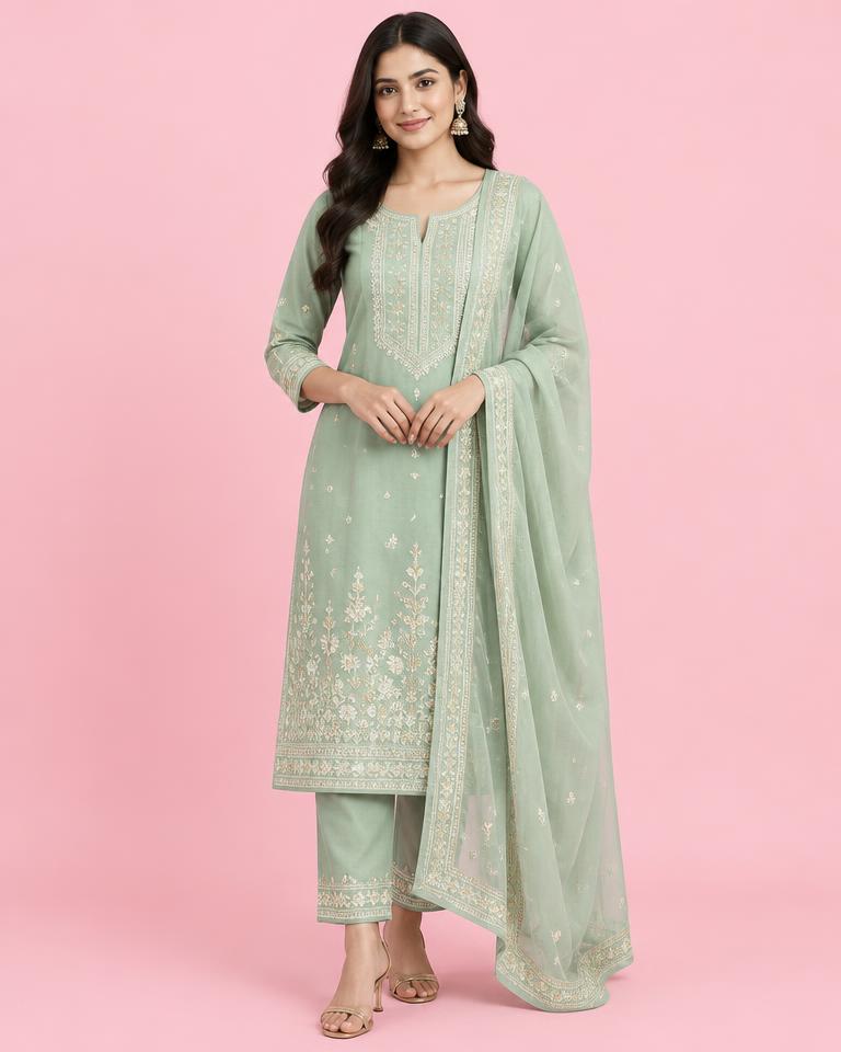 Embroidered Three-Piece Salwar Kameez