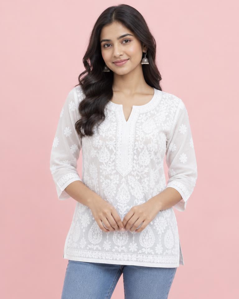 Chikankari Cotton Tunic Top