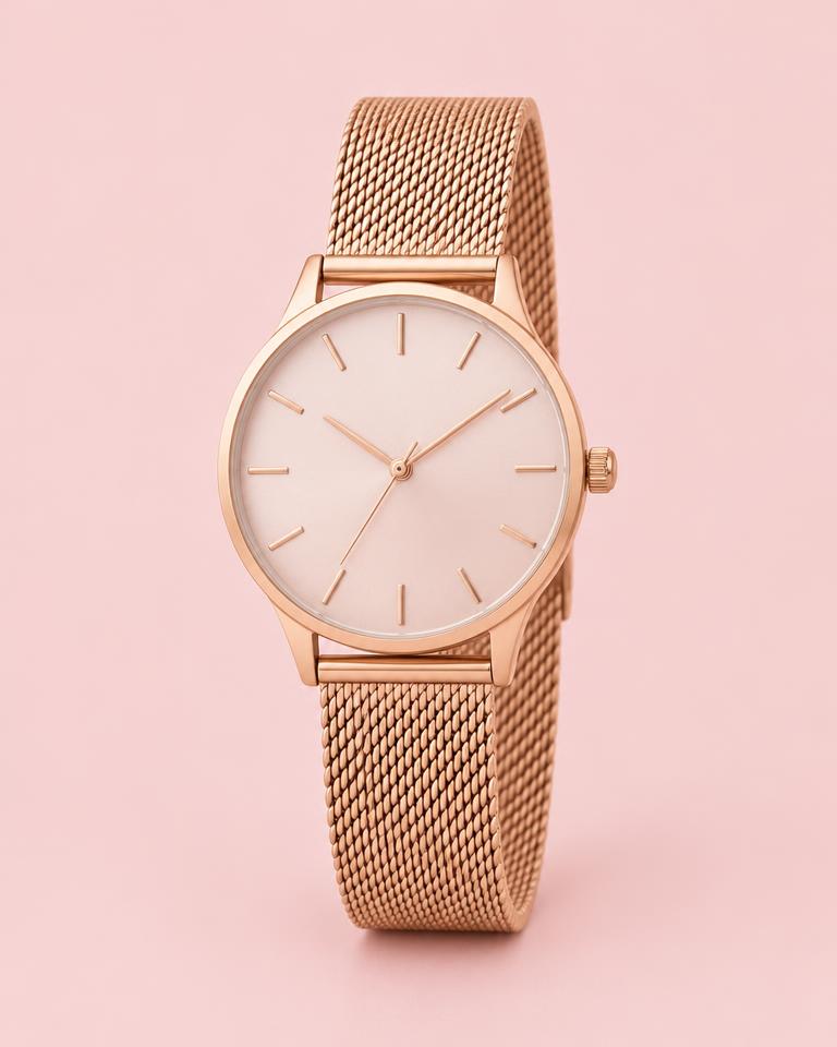 Rose Gold Mesh Ladies Watch